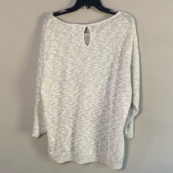 Liz Claiborne lightweight Sweater with Shimmer in White/Gray/Silver Size XL - Picture 3 of 7